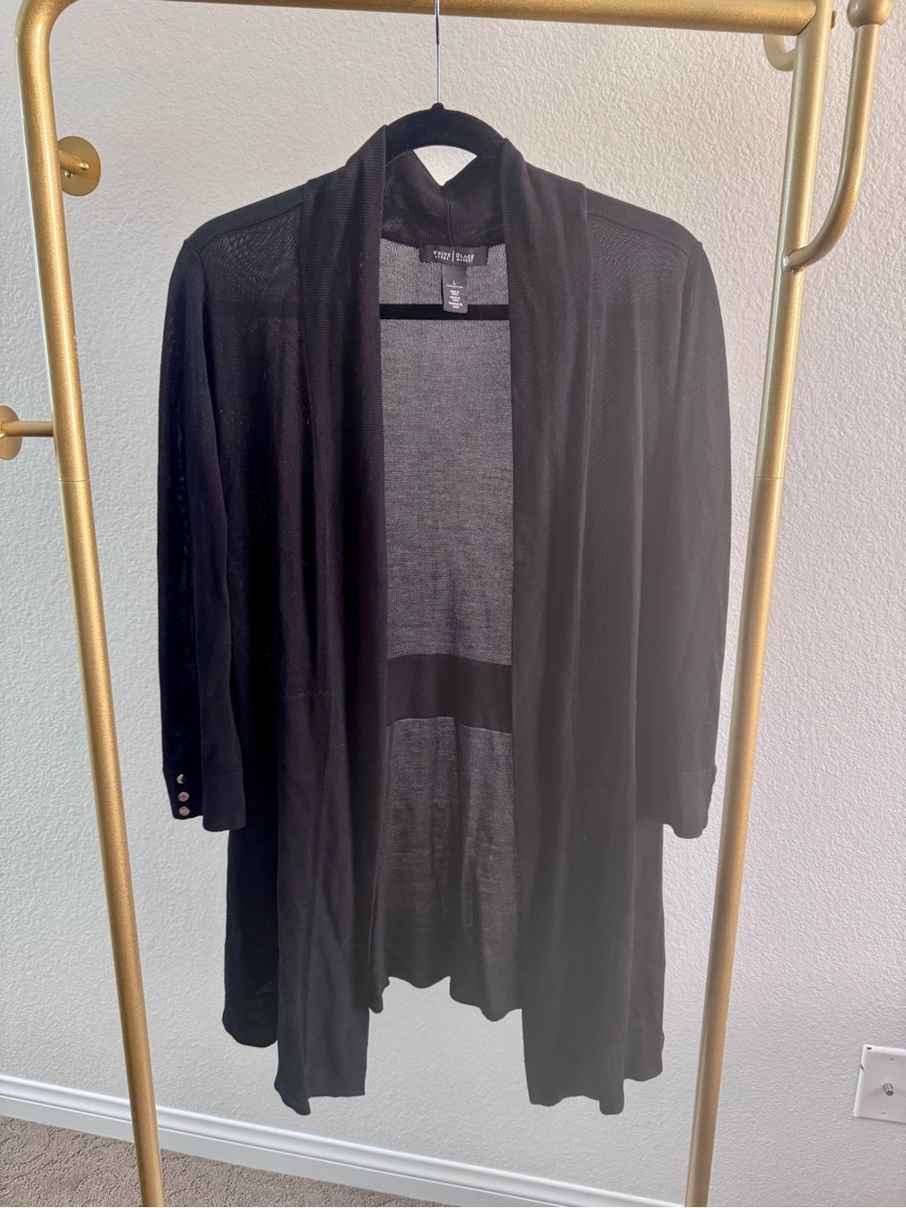 White House Black Market Black Open-Front Lightweight Cardigan